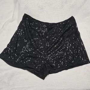 SweatyRocks Black Sequin Overlay Stretchy XL Shorts NWOT